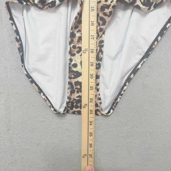 XXL Leopard Print One Piece Swimsuit with Black Cover Up Plus Size - Picture 7 of 16